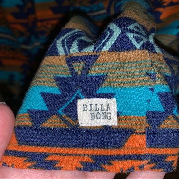 Billabong Strapless Tribal Print Orange/ Blue Dress with Pockets - Picture 6 of 7